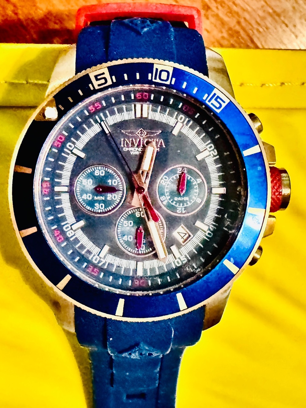 Invicta Men's Blue and Red Swim Chronograph Watch